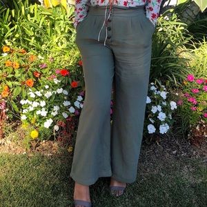 Green flare pants
